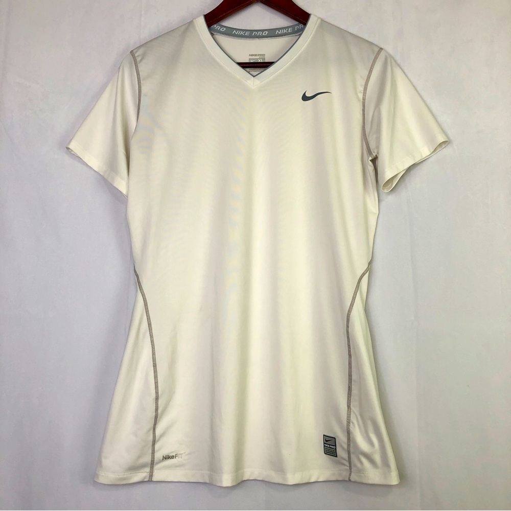 Nike Pro Fitted V-Neck Women’s Athletic Sports Gym Stretch Short Sleeve Top